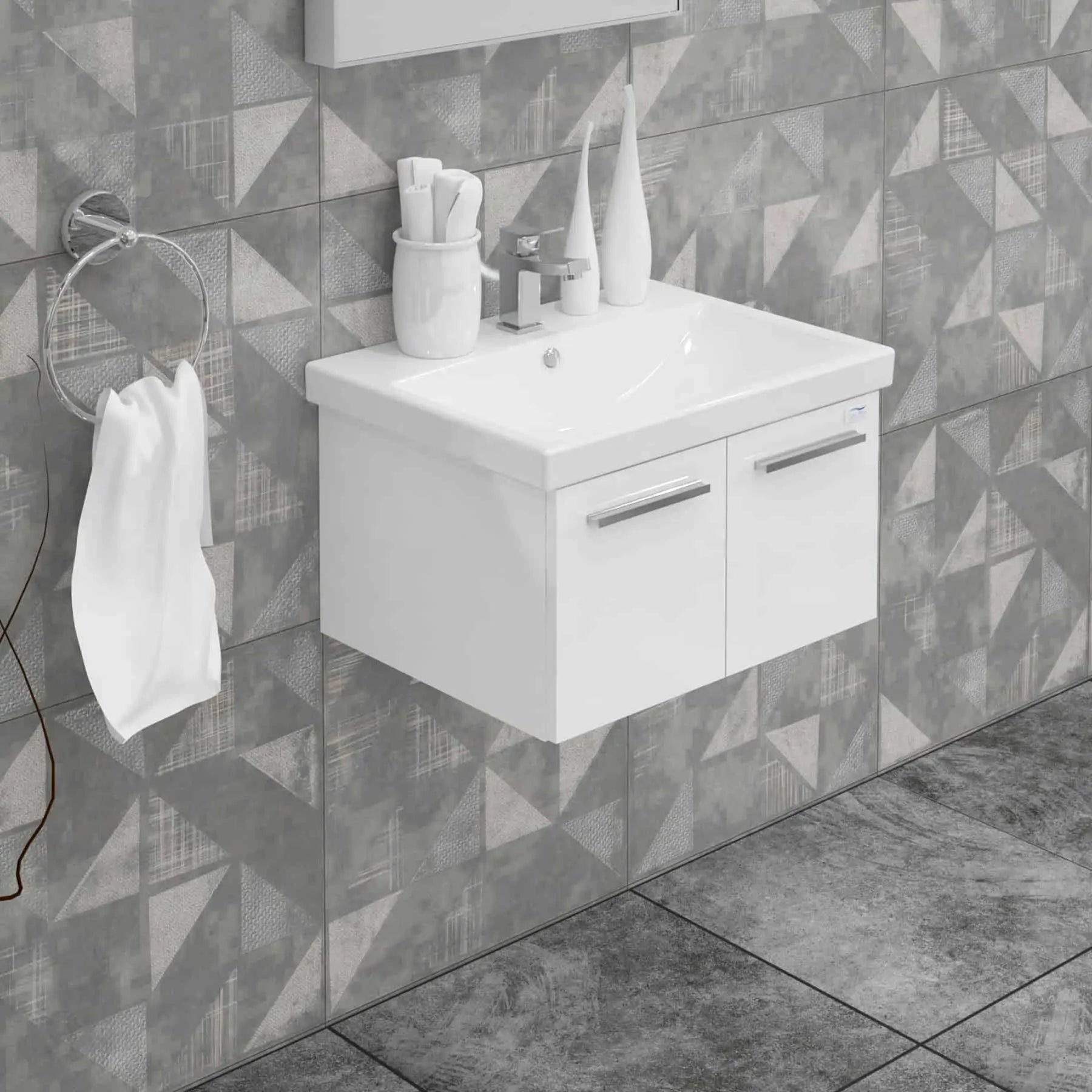 Casa Mare Aspe 24" Bathroom Vanity and Ceramic Sink Combo with LED Mirror - Aspe60GB-24