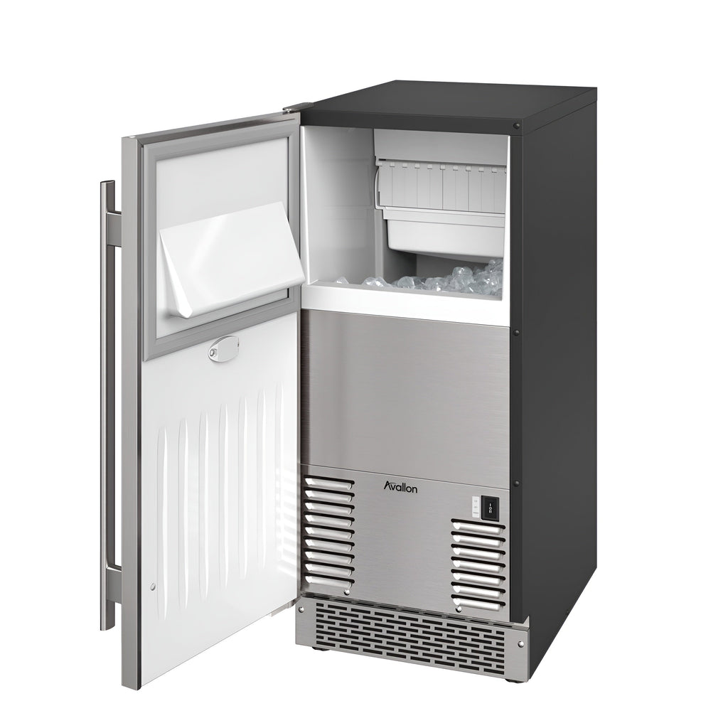 Avallon 15 Inch Wide 26 Lbs. Capacity Built-In and Free Standing Ice Maker with 56 Lbs. Daily Ice Production - AIMG151PSSILH
