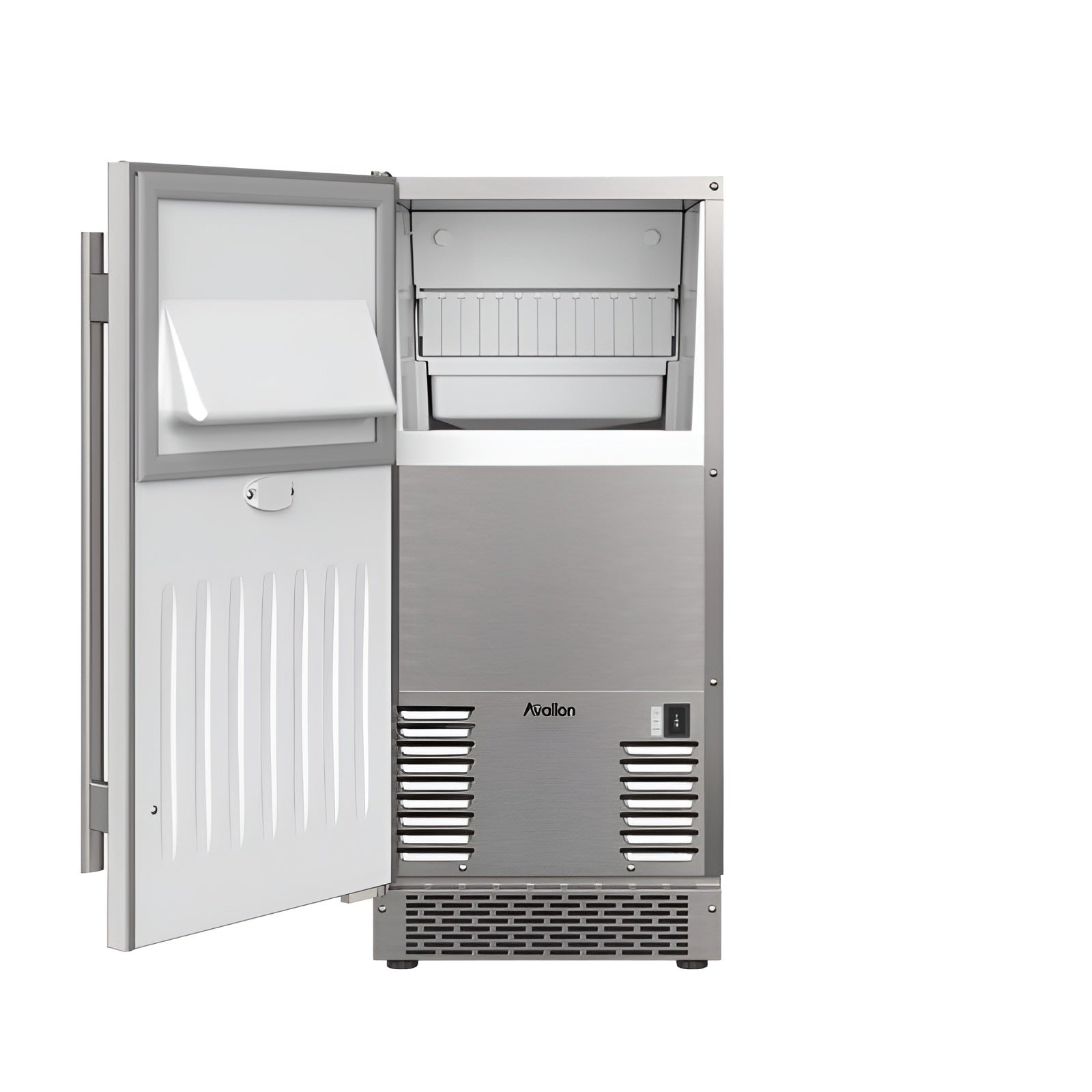 Avallon 15 Inch Wide 26 Lbs. Built-In / Free Standing Outdoor Ice Maker with 56 Lbs. Daily Ice Production and Factory Installed Pump - AIMG151PSSOLH