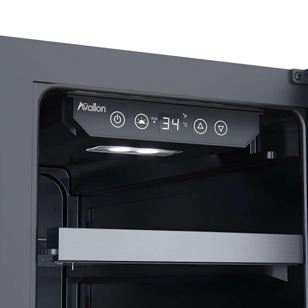 Avallon 24 Inch Wide 21 Bottle Capacity and 64 Can Capacity Beverage Center with LED Lighting and Double Pane Glass - AWBC242GGFDPRG