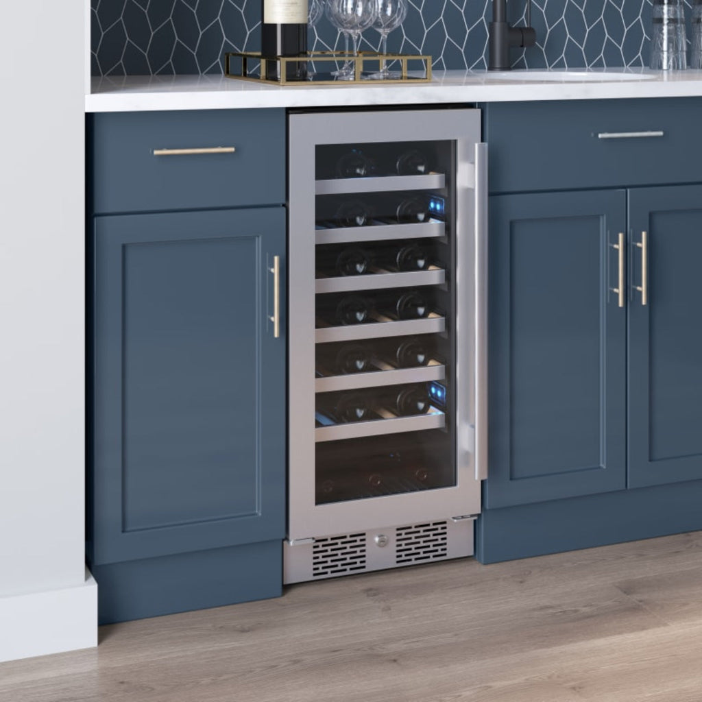 Avallon 15 Inch Wide 27 Bottle Capacity Single Zone Wine Cooler with Left Swing Door - AWC152SZLH