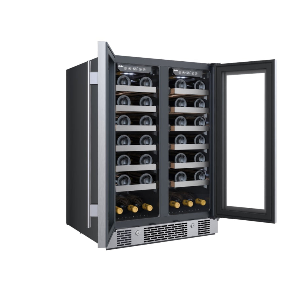 Avallon 24 Inch Wide 42 Bottle Capacity French Door Wine Cooler with LED Lighting - AWC242FD