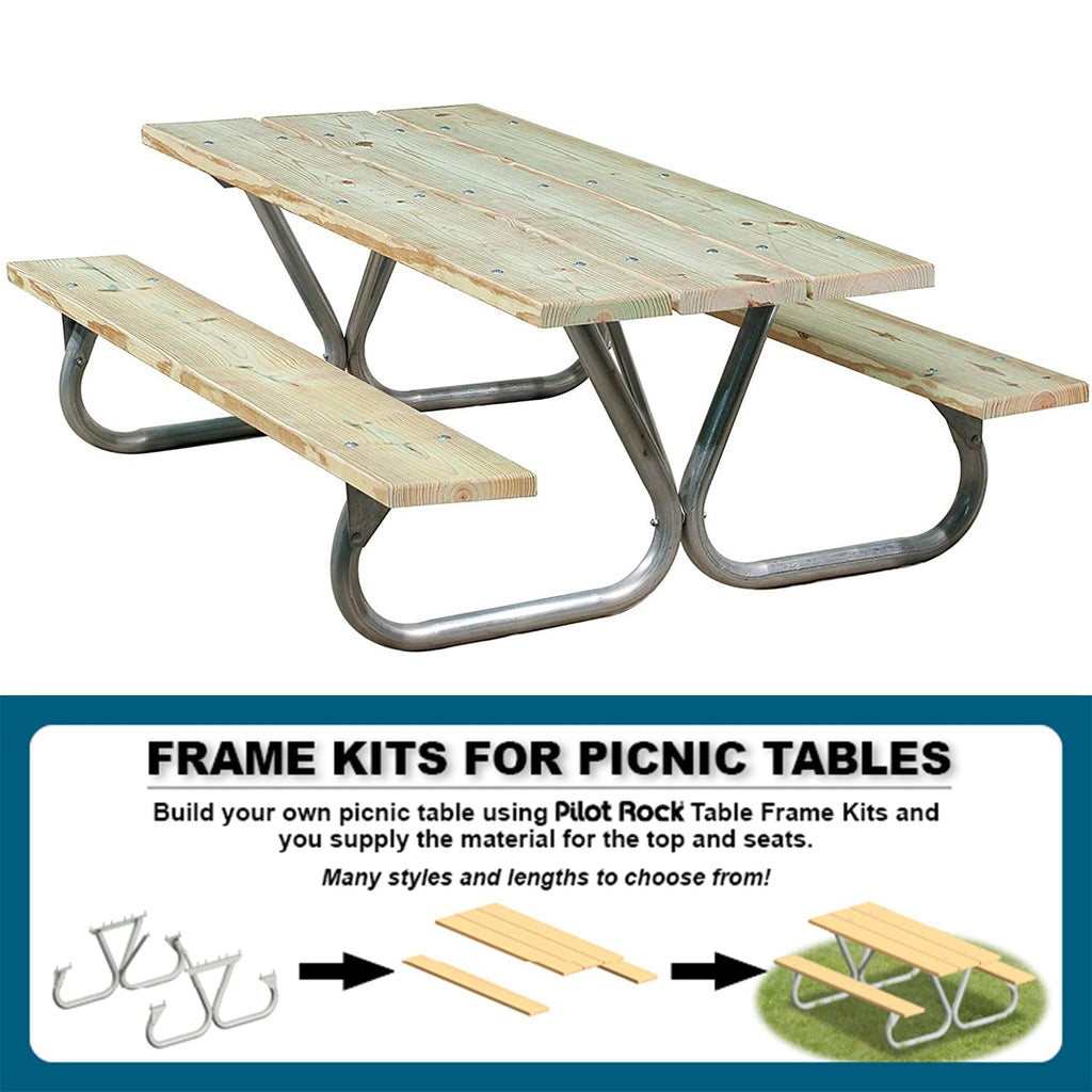 Pilot Rock 3 Pack 6'/8' Outdoor Steel Non Tip Picnic Table Leg Kits (Frame Only) - 415898