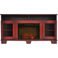Cambridge Savona 59 In. Electric Fireplace in Cherry with Entertainment Stand and Charred Log Display, - CAM6022-1CHR