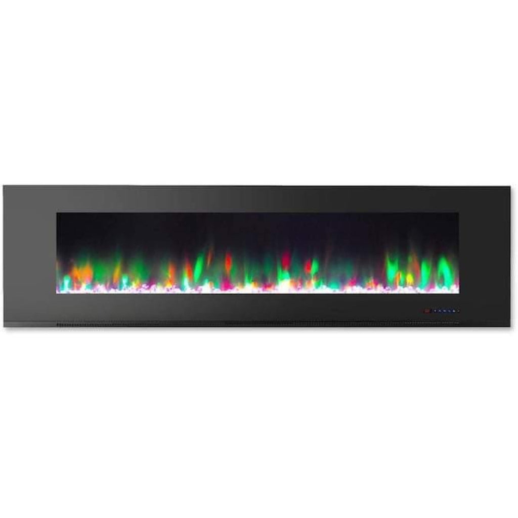 Cambridge 72 In. Wall-Mount Electric Fireplace in Black with Multi-Color Flames and Crystal Rock Display - CAM72WMEF-1BLK