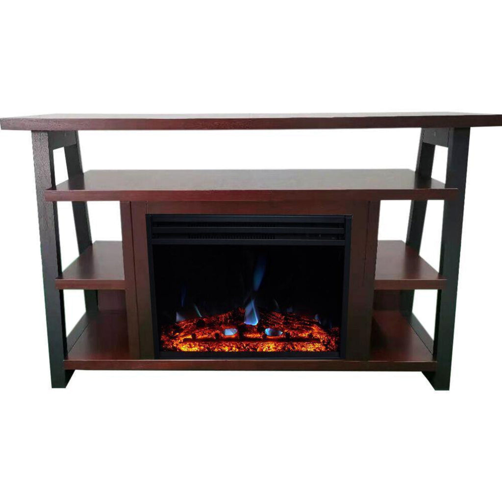 Cambridge San Jose Electric Fireplace TV Stand in Black with Color-Changing LED Fireplace Heater and Crystal Rock Display - CAM5735-1BLK