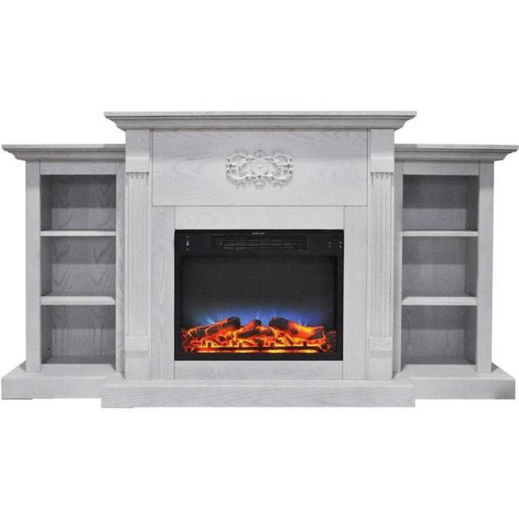 Cambridge Sanoma 72 In. Electric Fireplace in Cherry with Bookshelves and a Multi-Color LED Flame Display - CAM7233-1CHRLED
