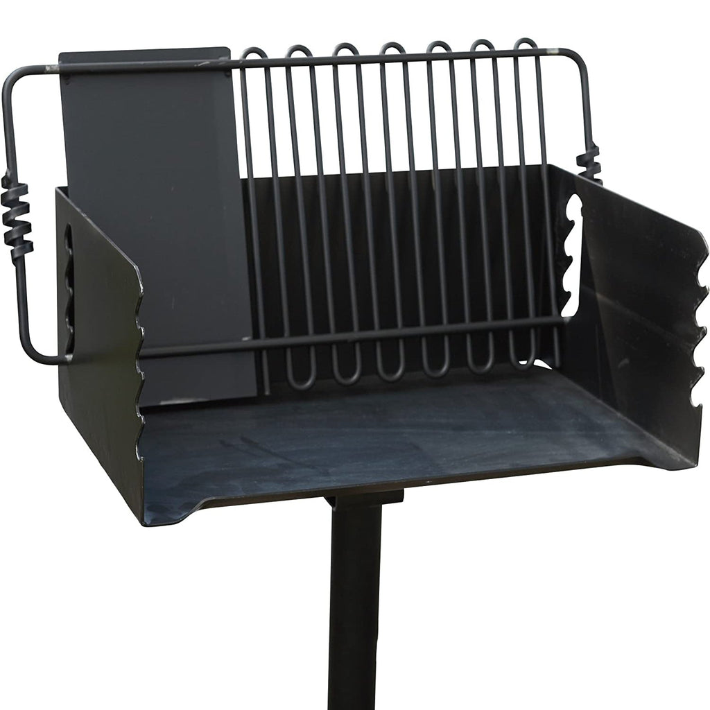 Pilot Rock Jumbo Park Style Steel Outdoor BBQ Charcoal Grill and Post, 3 Pack - 415882