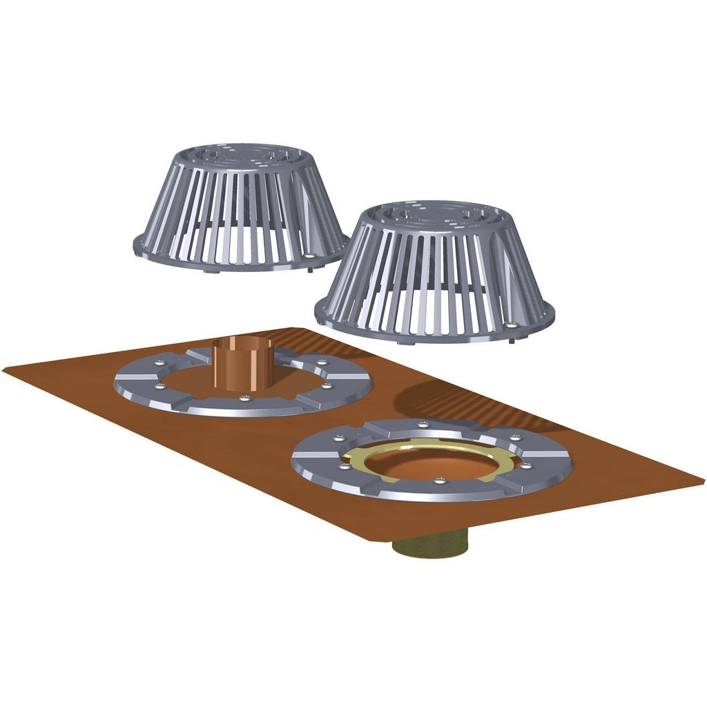Copperlab Commercial Bottom Outlet Roof Drain with Overflow -  RDCRD2NH