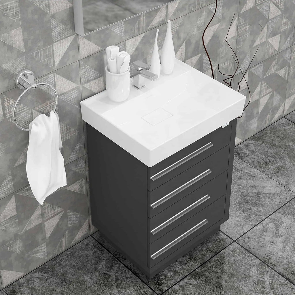 Casa Mare Domenico 32" Bathroom Vanity and Ceramic Sink Combo with LED Mirror - Domenico80GG-32