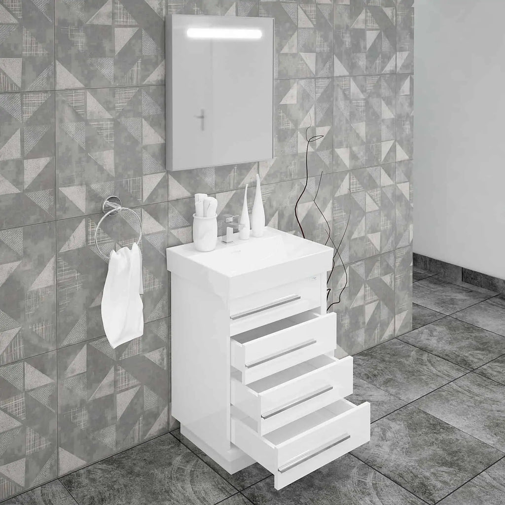 Casa Mare Domenico 24" Bathroom Vanity and Ceramic Sink Combo with LED Mirror - Domenico60GG-24