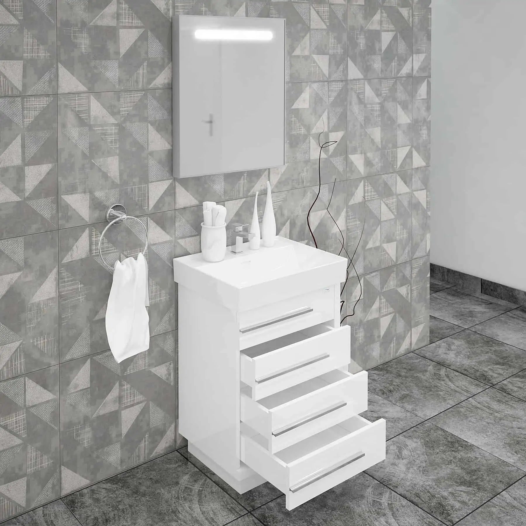 Casa Mare Domenico 32" Bathroom Vanity and Ceramic Sink Combo with LED Mirror - Domenico80GG-32