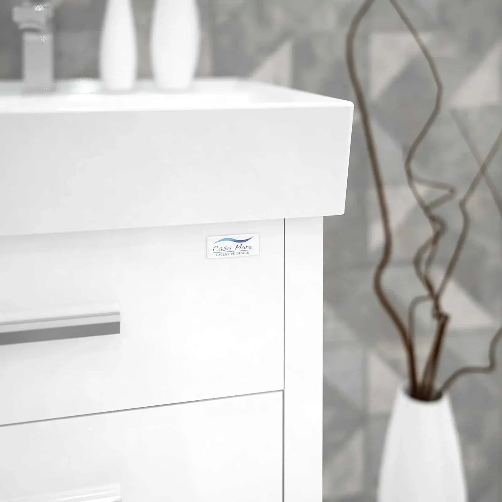 Casa Mare Domenico 32" Bathroom Vanity and Ceramic Sink Combo with LED Mirror - Domenico80GG-32