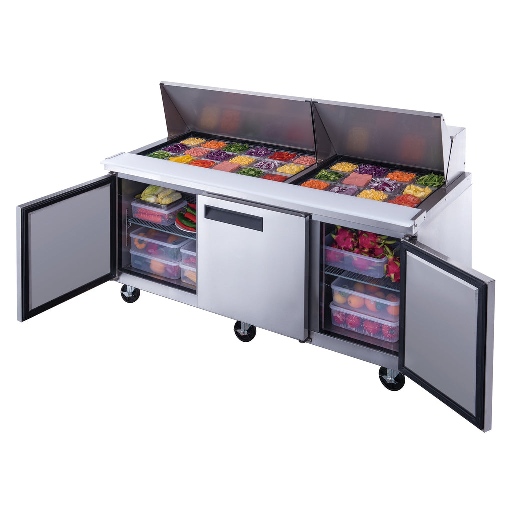 Chef AAA - TSP72M Commercial 72" 30 Pan Salad Sandwich Food Prep Table Refrigerator Mega Top - TSP72M
