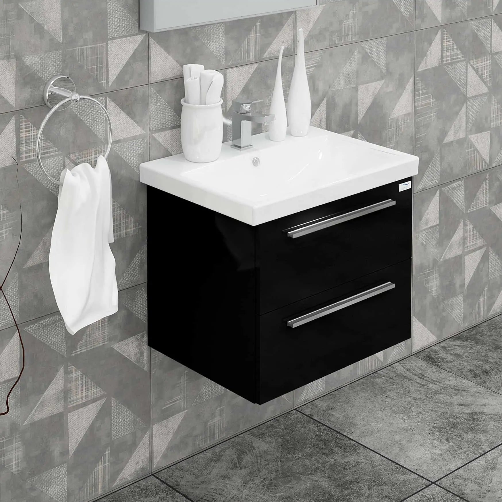Casa Mare Elke 24" Bathroom Vanity and Ceramic Sink Combo with LED Mirror - Elke60GB-24