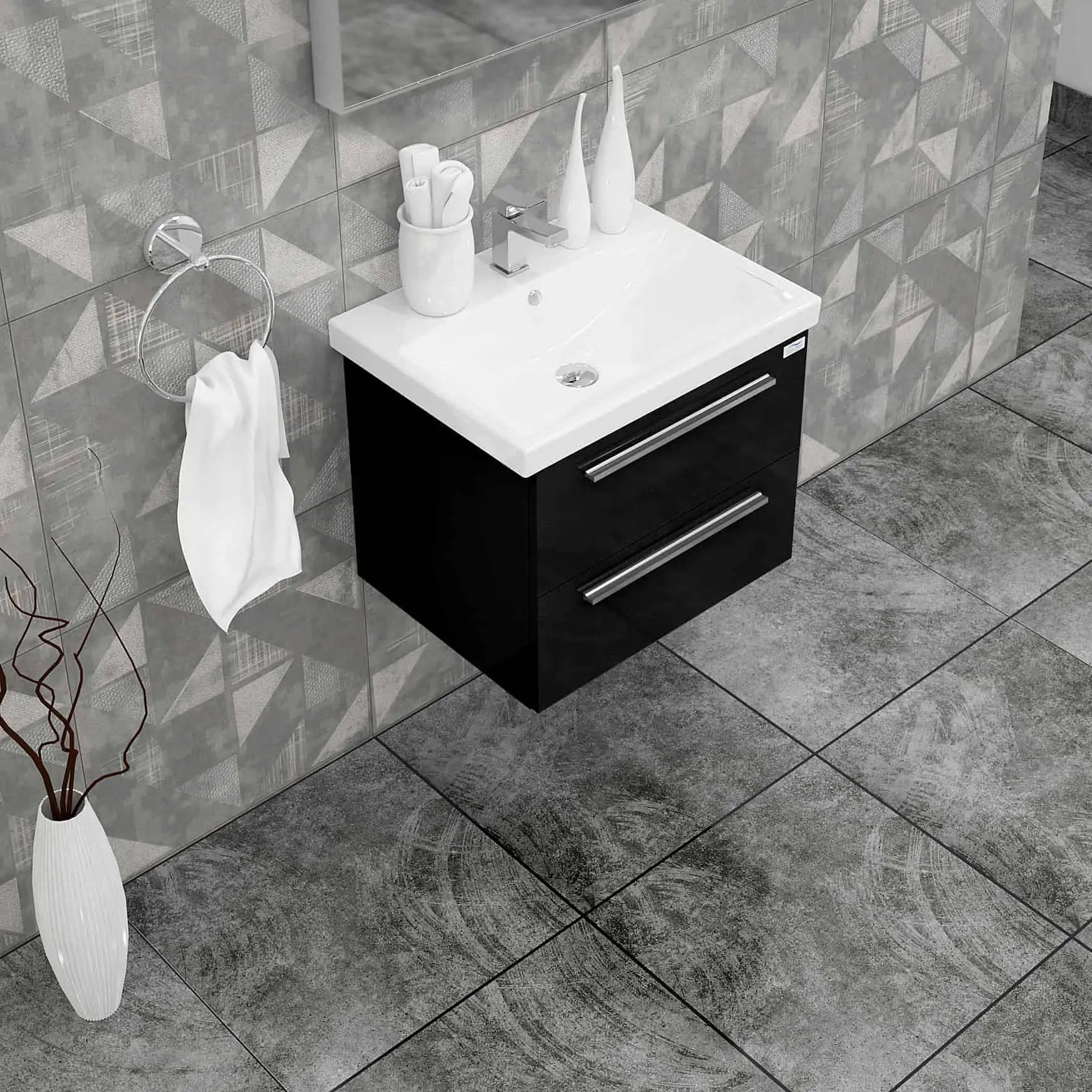 Casa Mare Elke 32" Bathroom Vanity and Ceramic Sink Combo with LED Mirror - Elke80GB-32