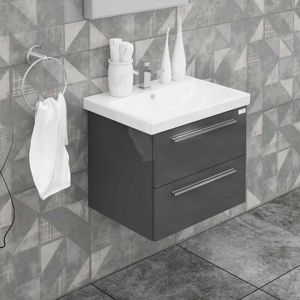 Casa Mare Elke 24" Bathroom Vanity and Ceramic Sink Combo with LED Mirror - Elke60GB-24