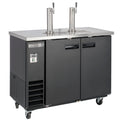 Maxx Cold Dual Tower Beer Dispenser, 47.5"W, 10.5 cu. ft., 2 Barrels/Kegs (297L) Storage Capacity, in Black with Stainless Steel Top - MXBD48-2BHC