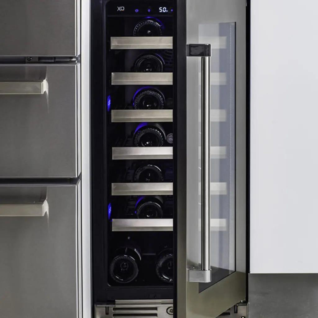 XO APPLIANCE XOU15WGBSR Wine Cooler, 15" Black Stainless, Right Hinge Black in Stainless Steel - XOU15WGBSR