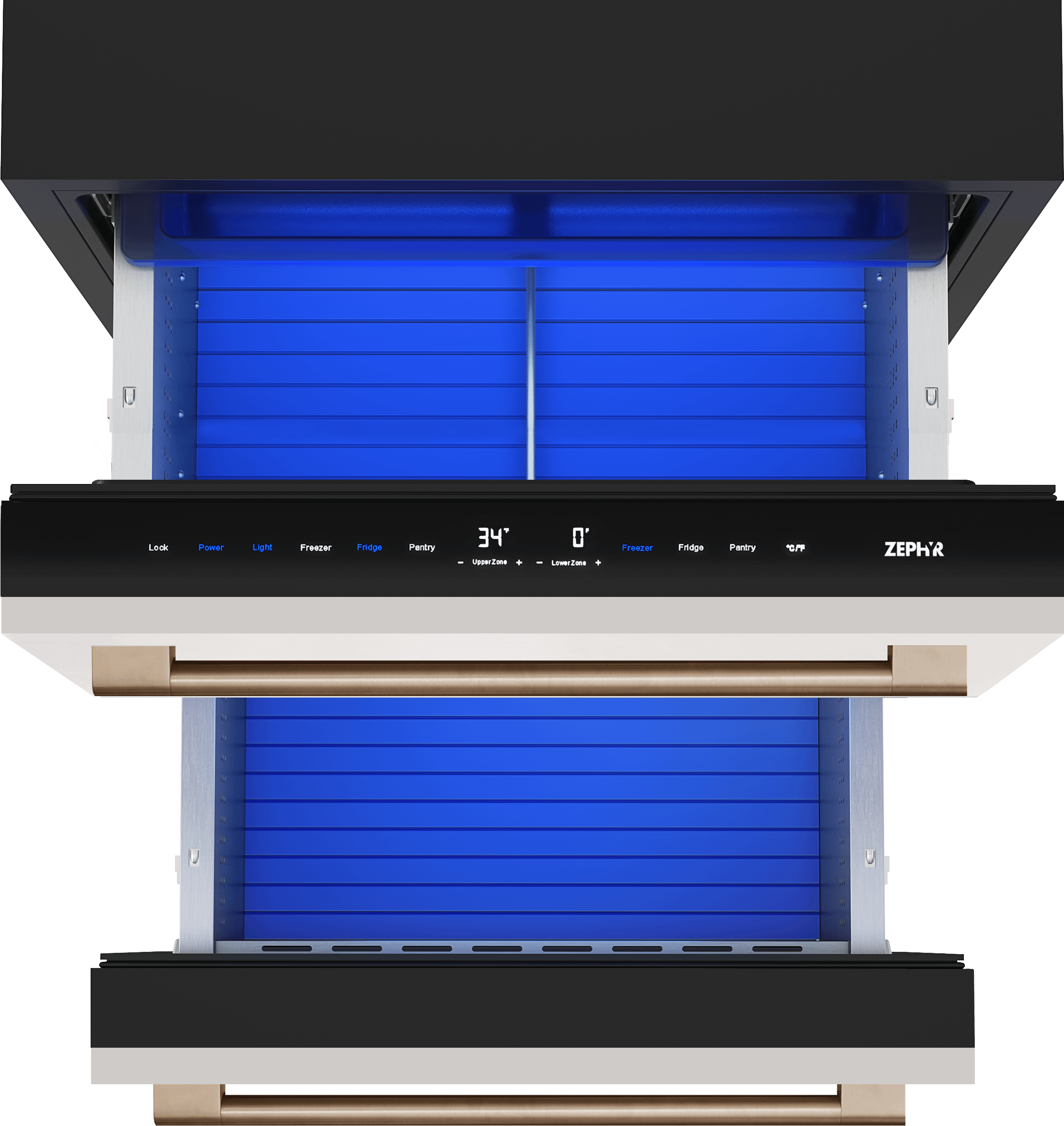 ZEPHYR Presrv Refrigerator Freezer Drawers, 24in, Panel Ready Custom Panel Ready - PRRFD24C2AP
