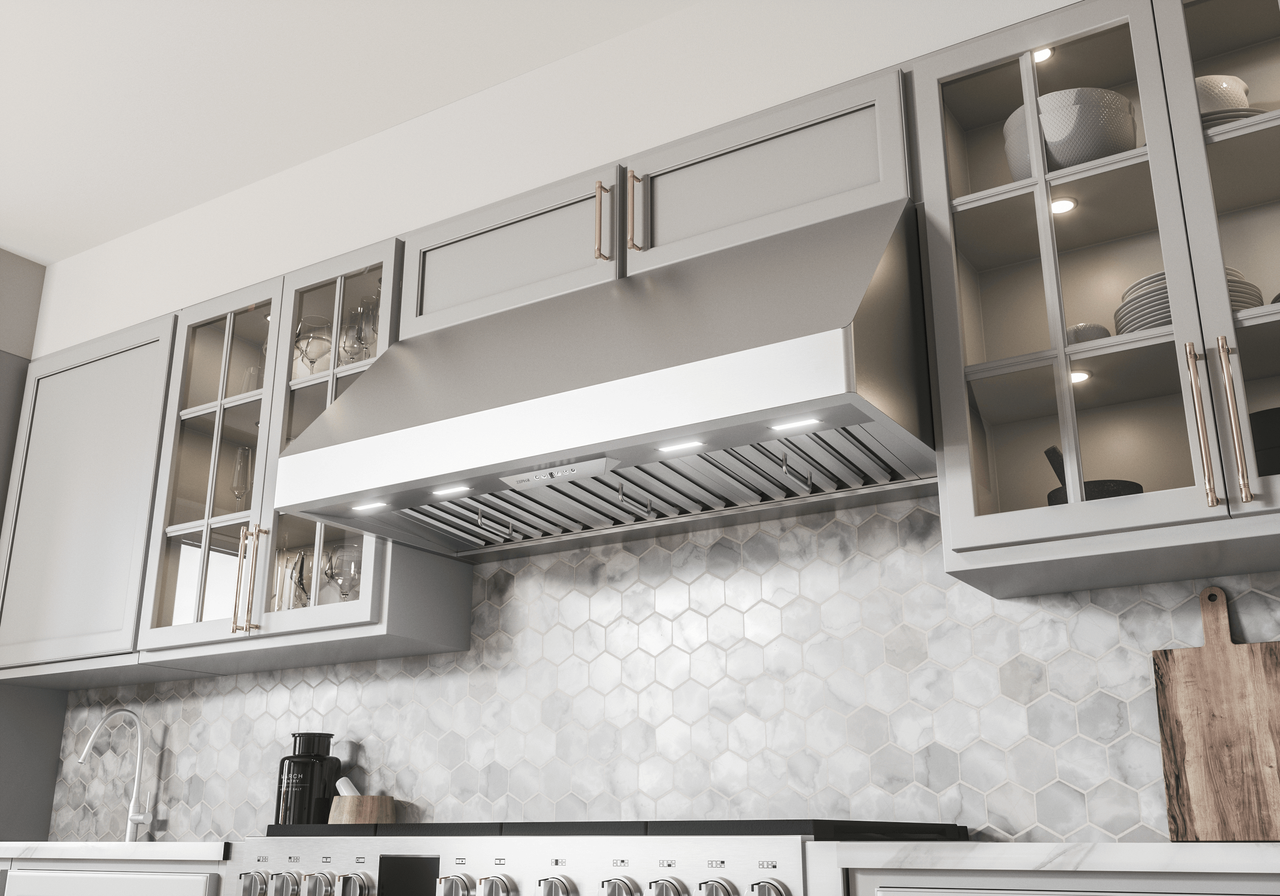 ZEPHYR Tempest II, 18in Wall, 48in, SS, LED, ACT in Stainless Steel - AK7548CS