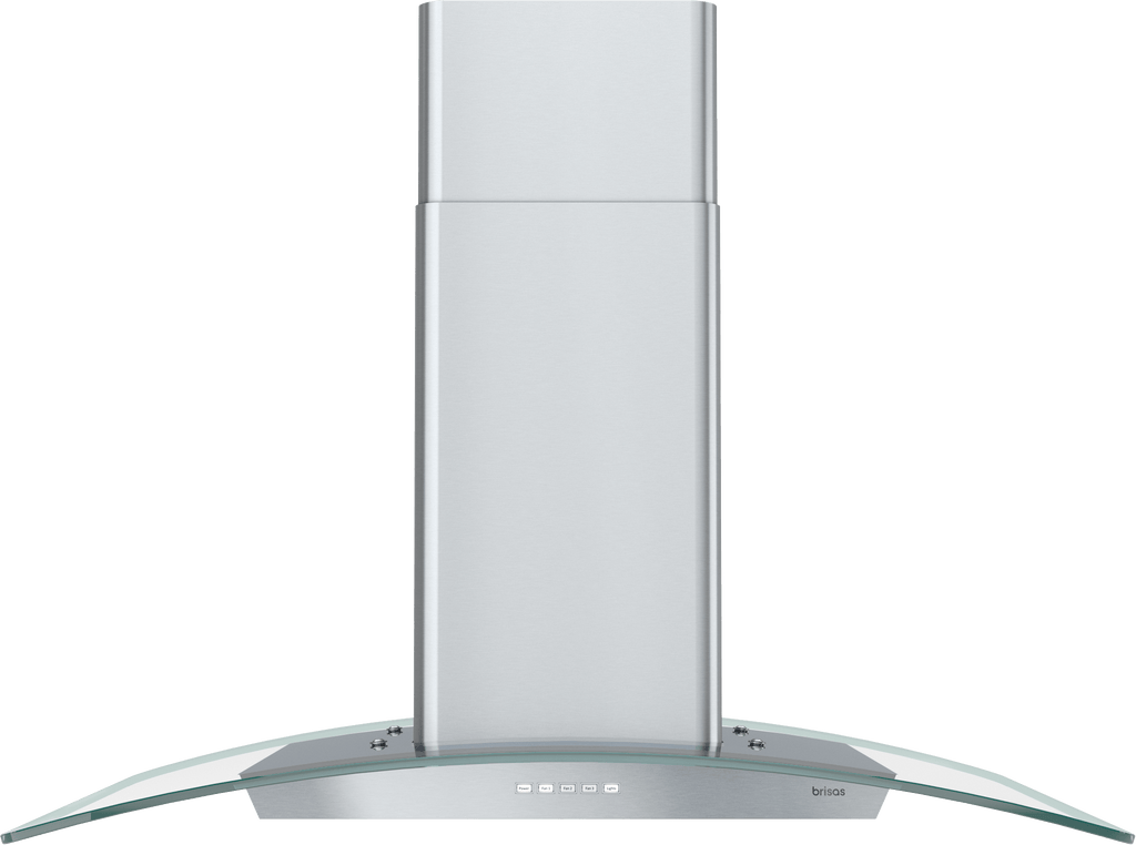 ZEPHYR Brisas Curved Glass Wall, 36" G, ACT, LED in Stainless Steel - BMIE36DG