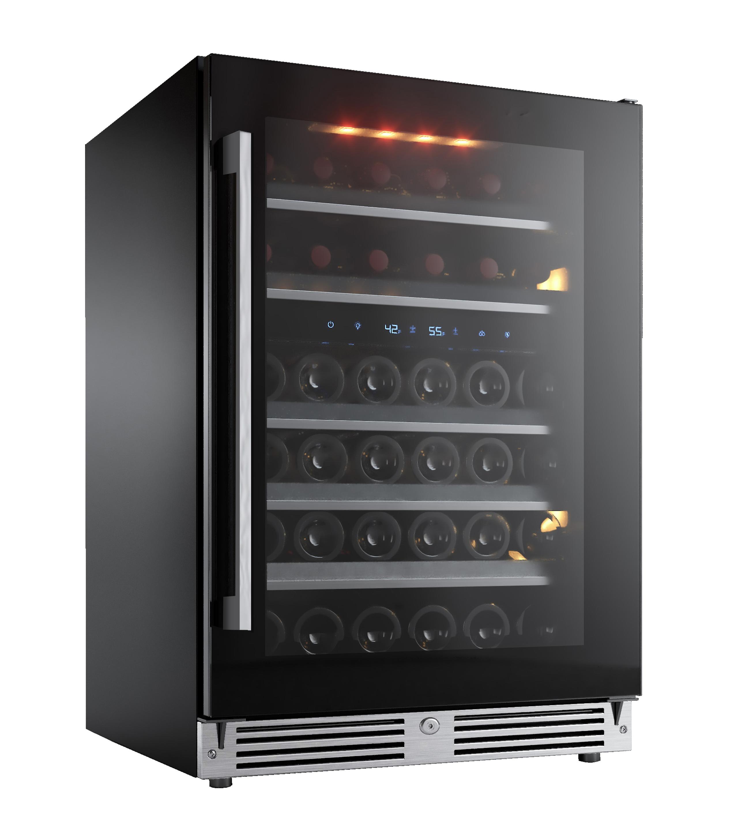 XO APPLIANCE XOU24WDZGBR Dual Zone Wine Cooler, 24" Black Glass, Right Hinge Black - XOU24WDZGBR