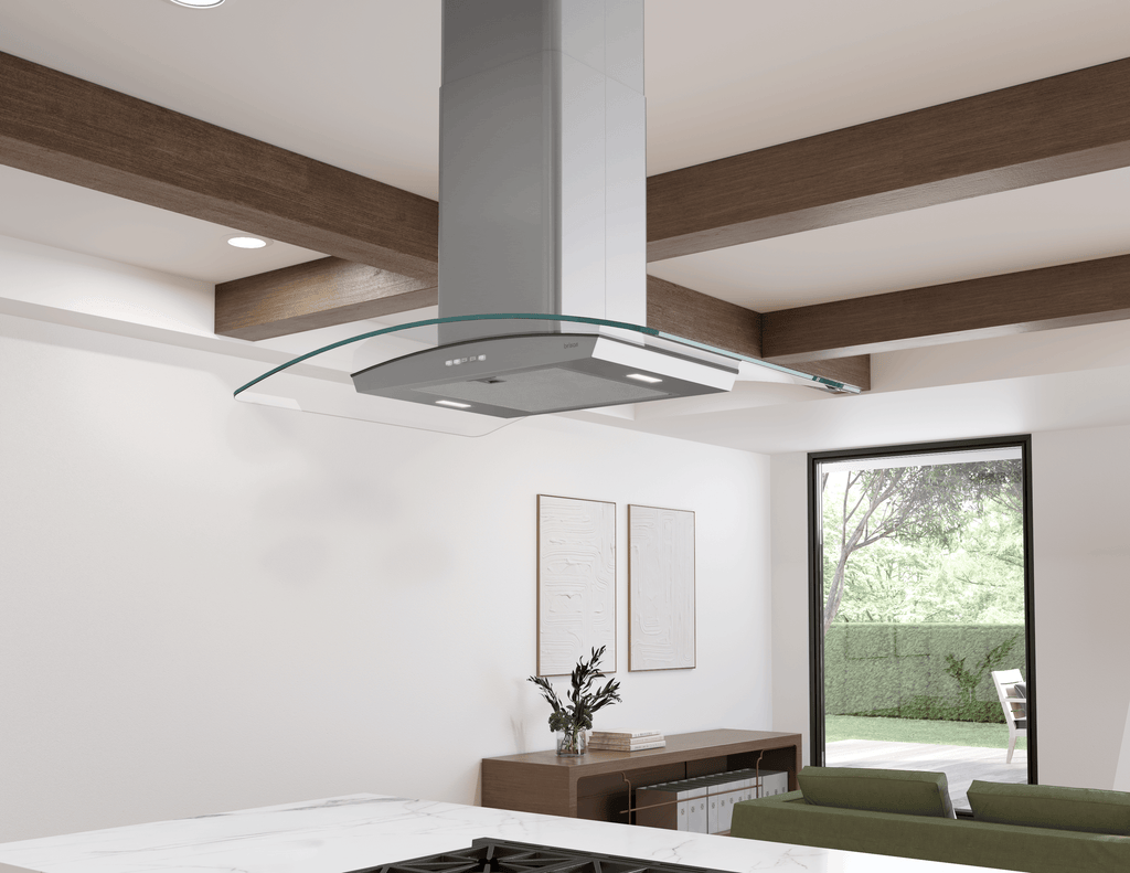 ZEPHYR Brisas Curved Glass Island, 30" G, ACT, LED in Stainless Steel - BMLE30CG