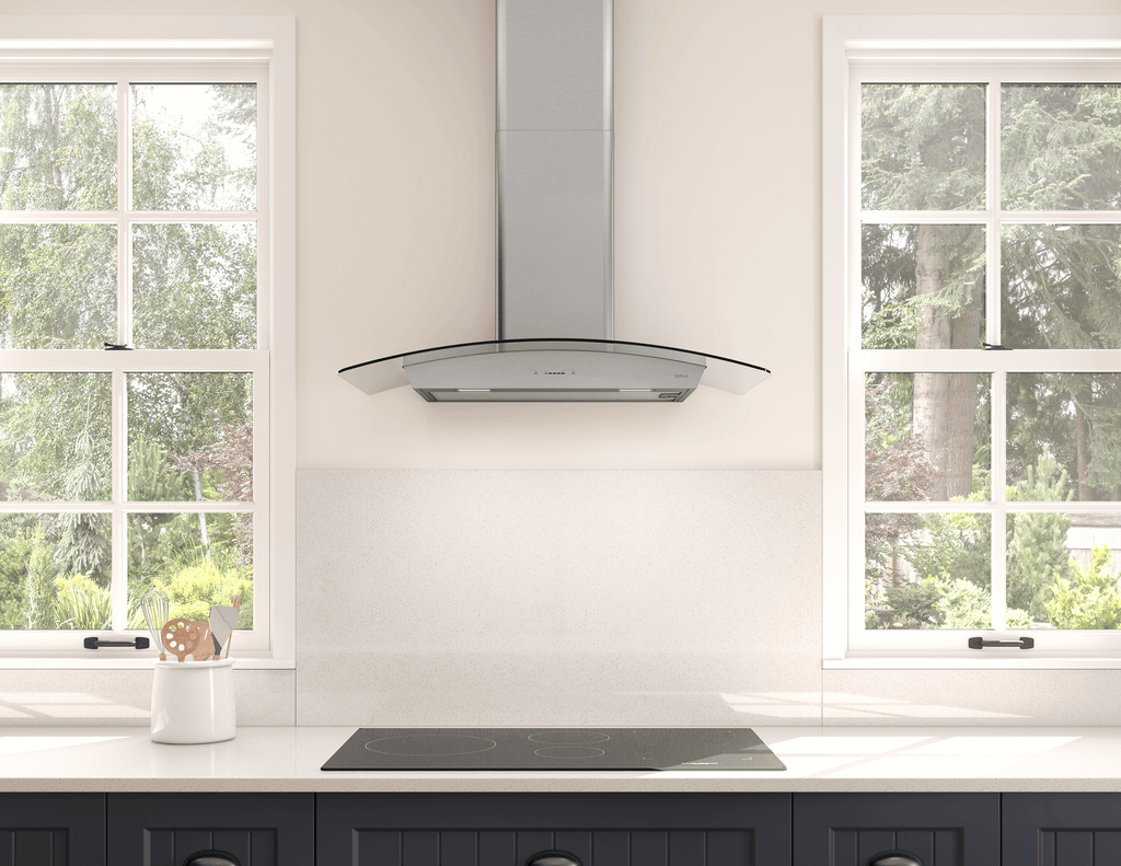 ZEPHYR Ravenna Wall, 30in, SS+Clear Glass, LED in Stainless Steel - ZRVE30CGC