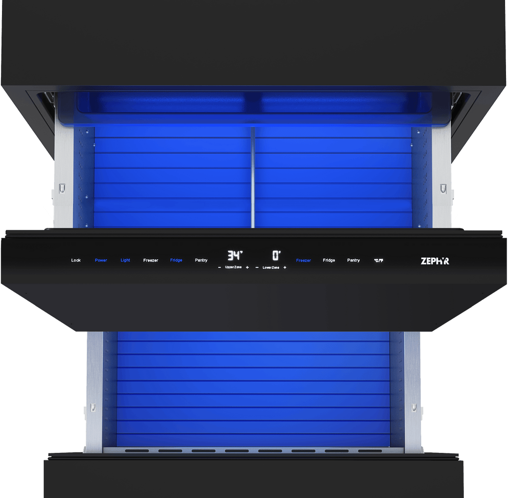 ZEPHYR Presrv Refrigerator Freezer Drawers, 24in, Panel Ready Custom Panel Ready - PRRFD24C2AP