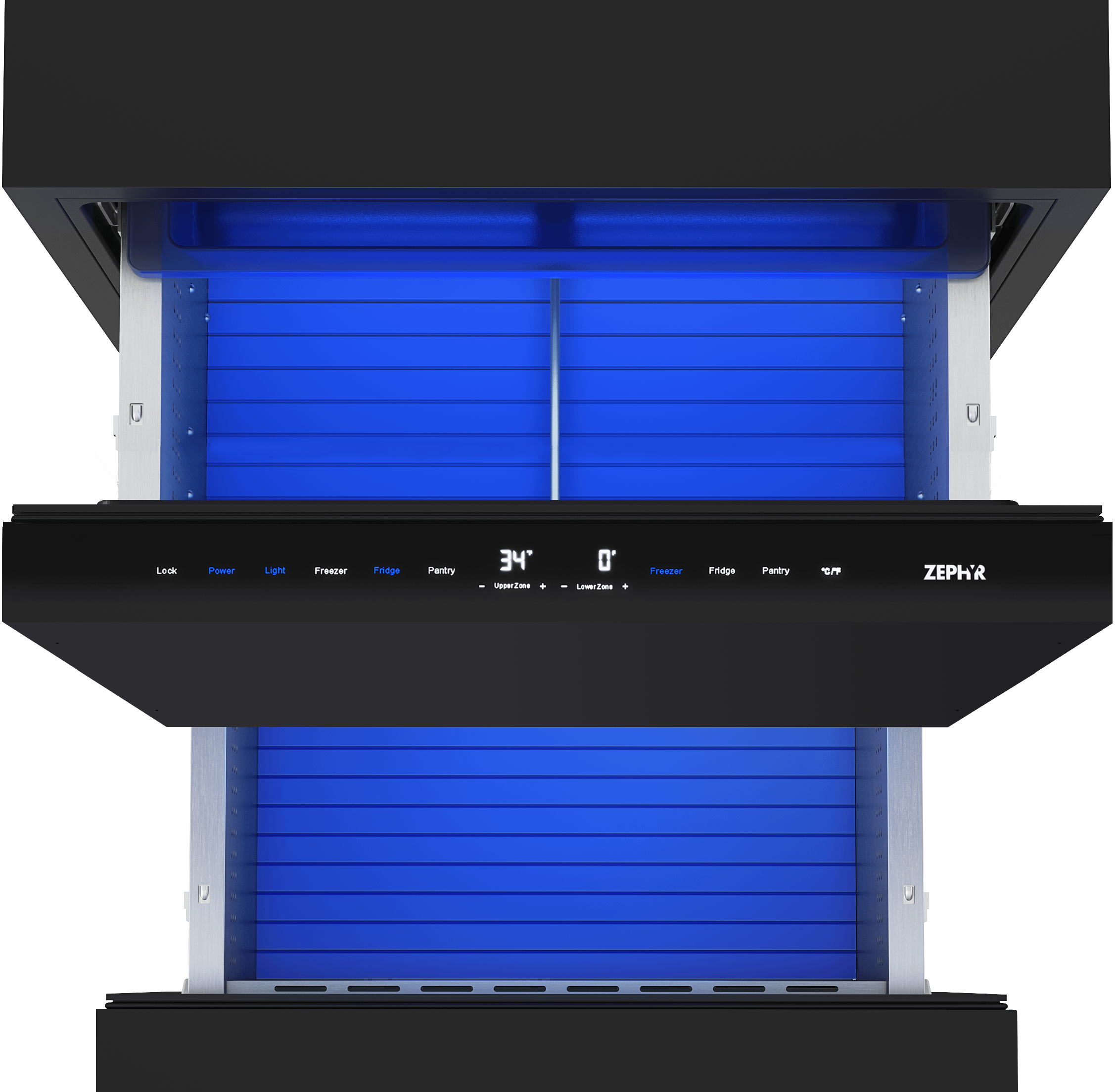 ZEPHYR Presrv Refrigerator Freezer Drawers, 24in, Panel Ready Custom Panel Ready - PRRFD24C2AP