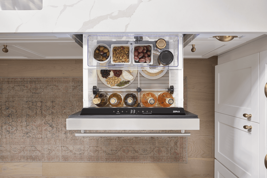 ZEPHYR Presrv Refrigerator Drawers, 24in Compact, SS, 1 Zone in Stainless Steel - PRRD24C1AS