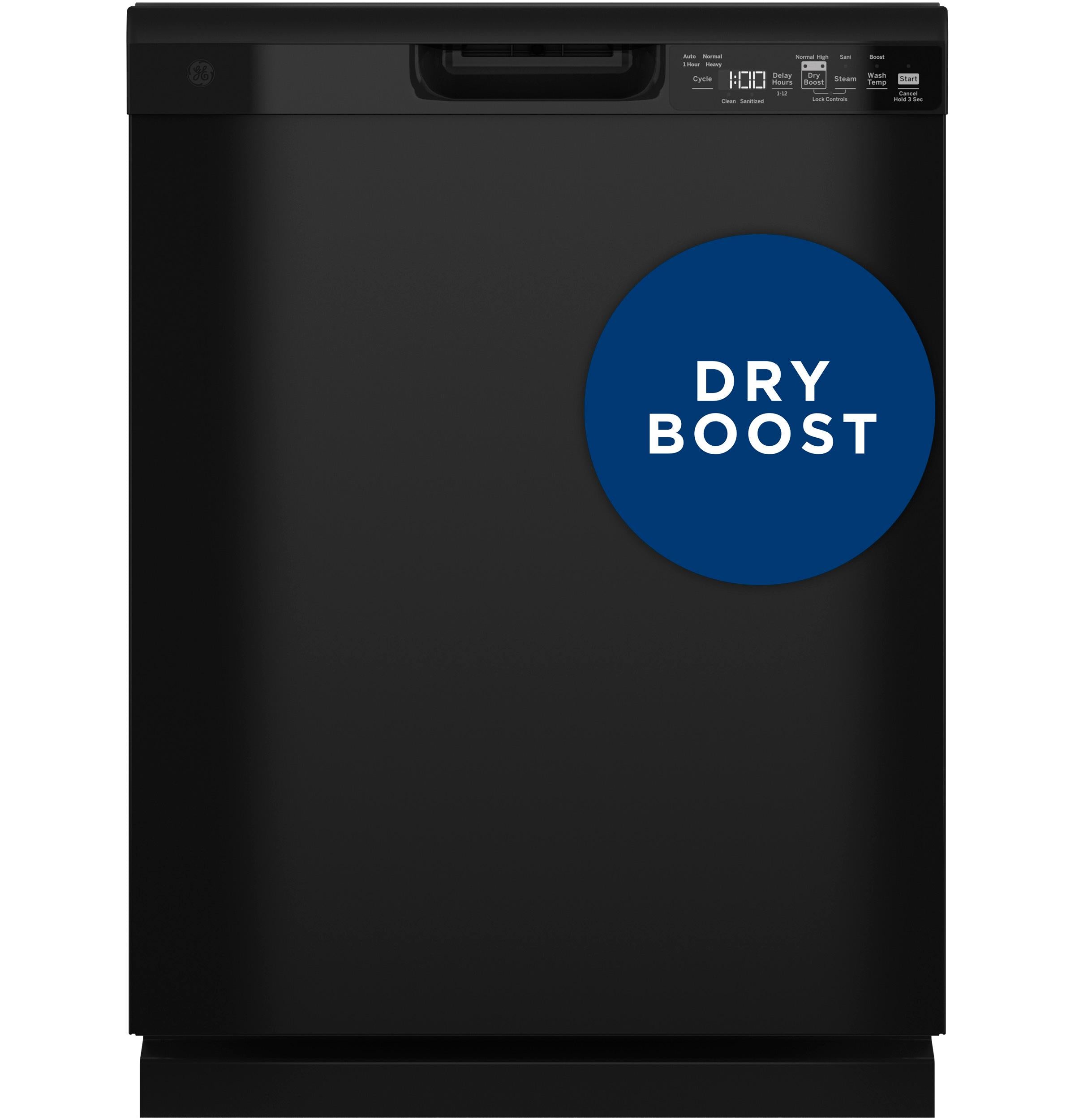 GE APPLIANCES GDF550PGRBB GE® ENERGY STAR® Front Control with Plastic Interior Dishwasher with Sanitize Cycle & Dry Boost Black