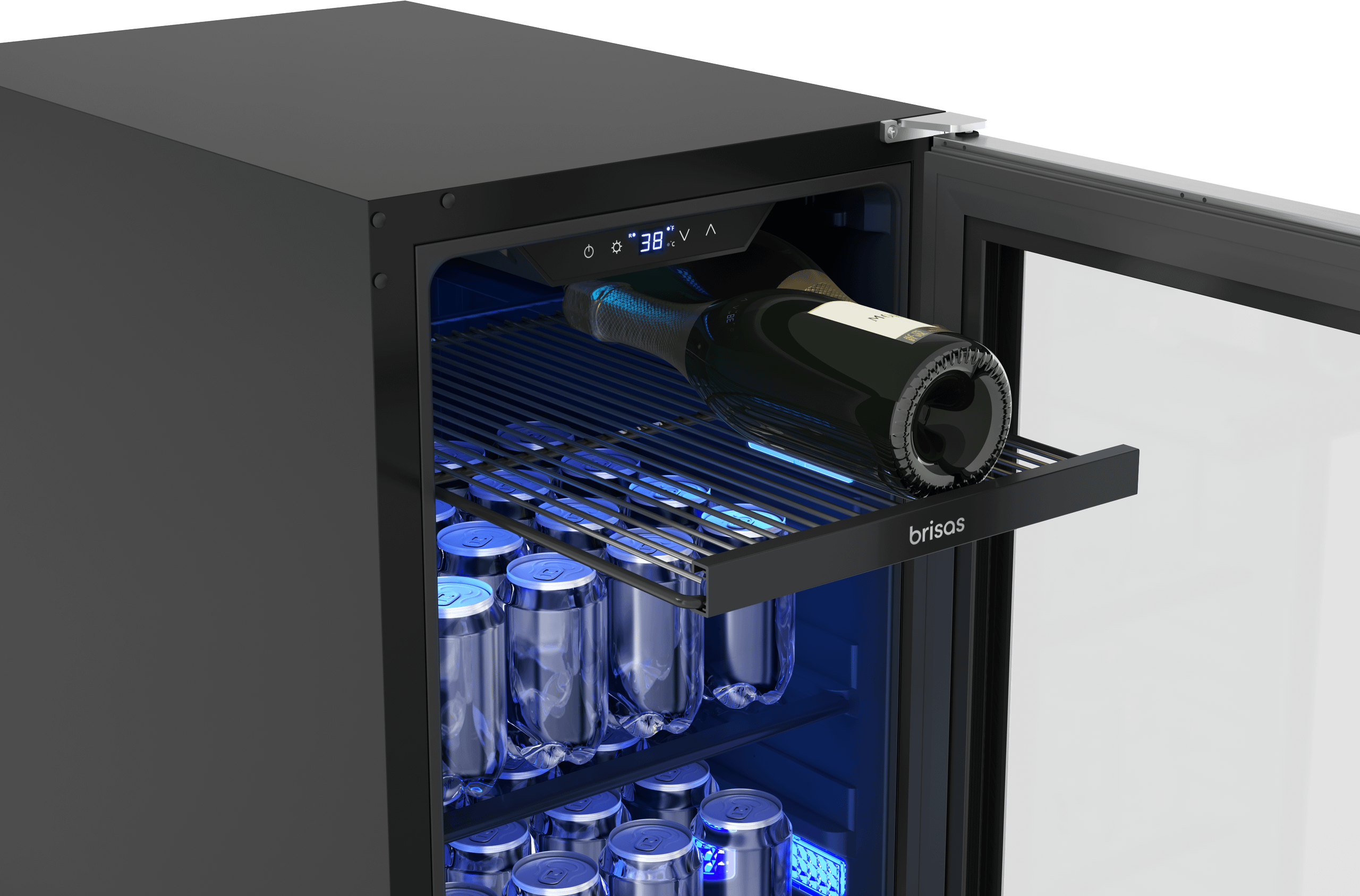 ZEPHYR Brisas Bev Cooler, 15in UC, SS+Gls, Rvs, 1Z in Stainless Steel - BBV15C01AG