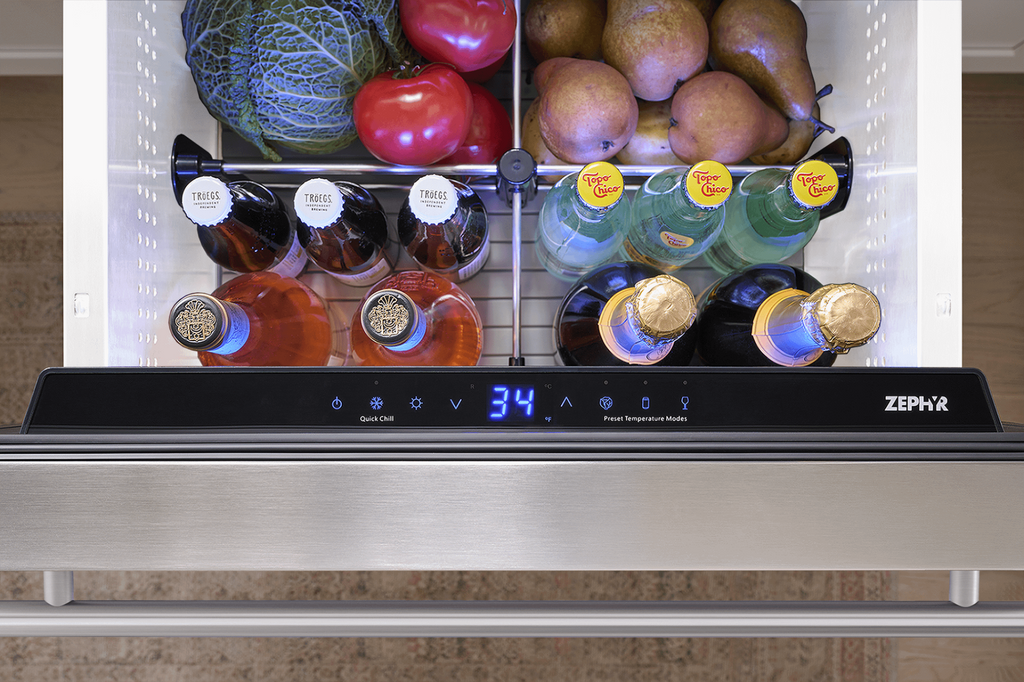 ZEPHYR Presrv Refrigerator Drawers, 24in Compact, SS, 1 Zone in Stainless Steel - PRRD24C1AS