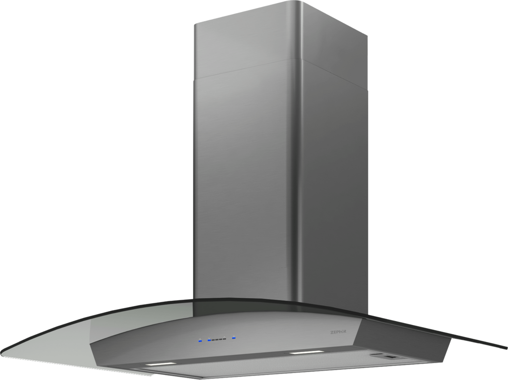 ZEPHYR Ravenna Wall, 90cm, Black SS+Gray Glass, LED Black in Stainless Steel - ZRVM90CBSGG