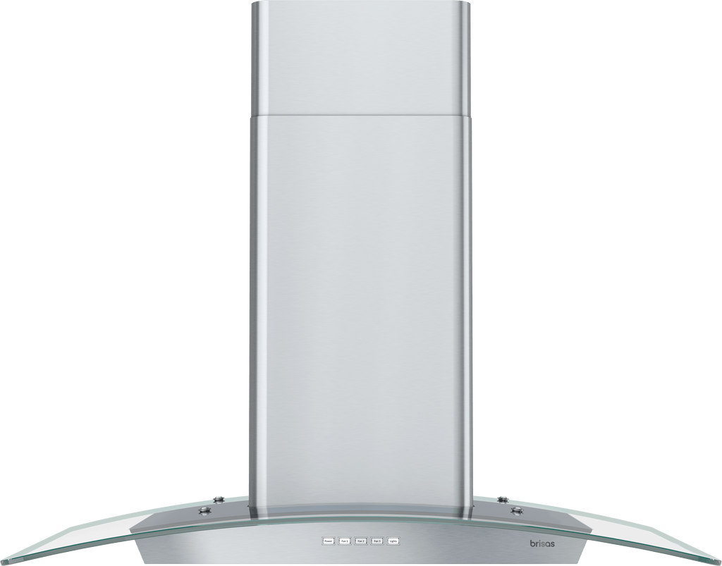 ZEPHYR Brisas Curved Glass Island, 30" G, ACT, LED in Stainless Steel - BMLE30CG