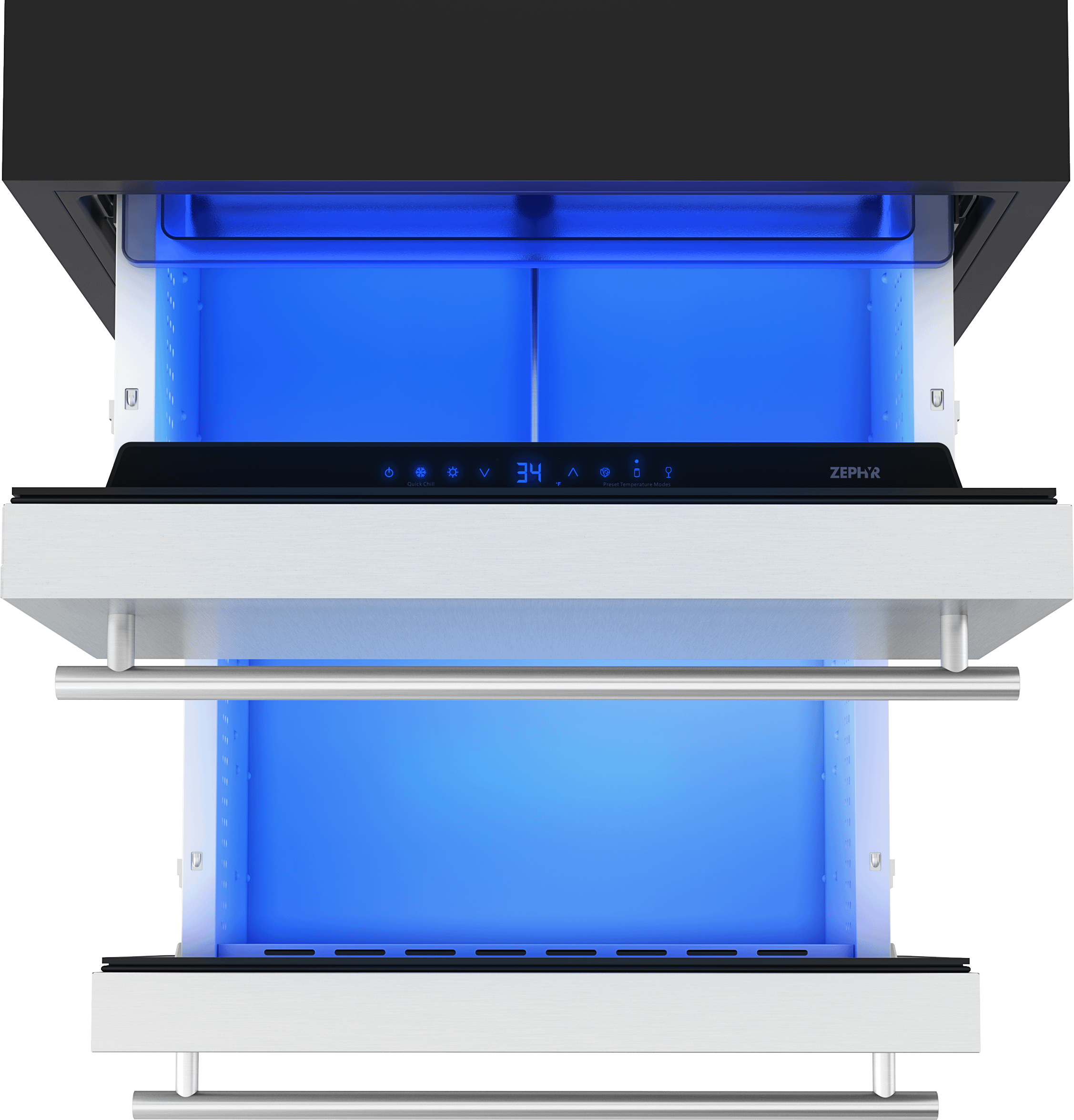 ZEPHYR Presrv Refrigerator Drawers, 24in Compact, SS, 1 Zone in Stainless Steel - PRRD24C1AS
