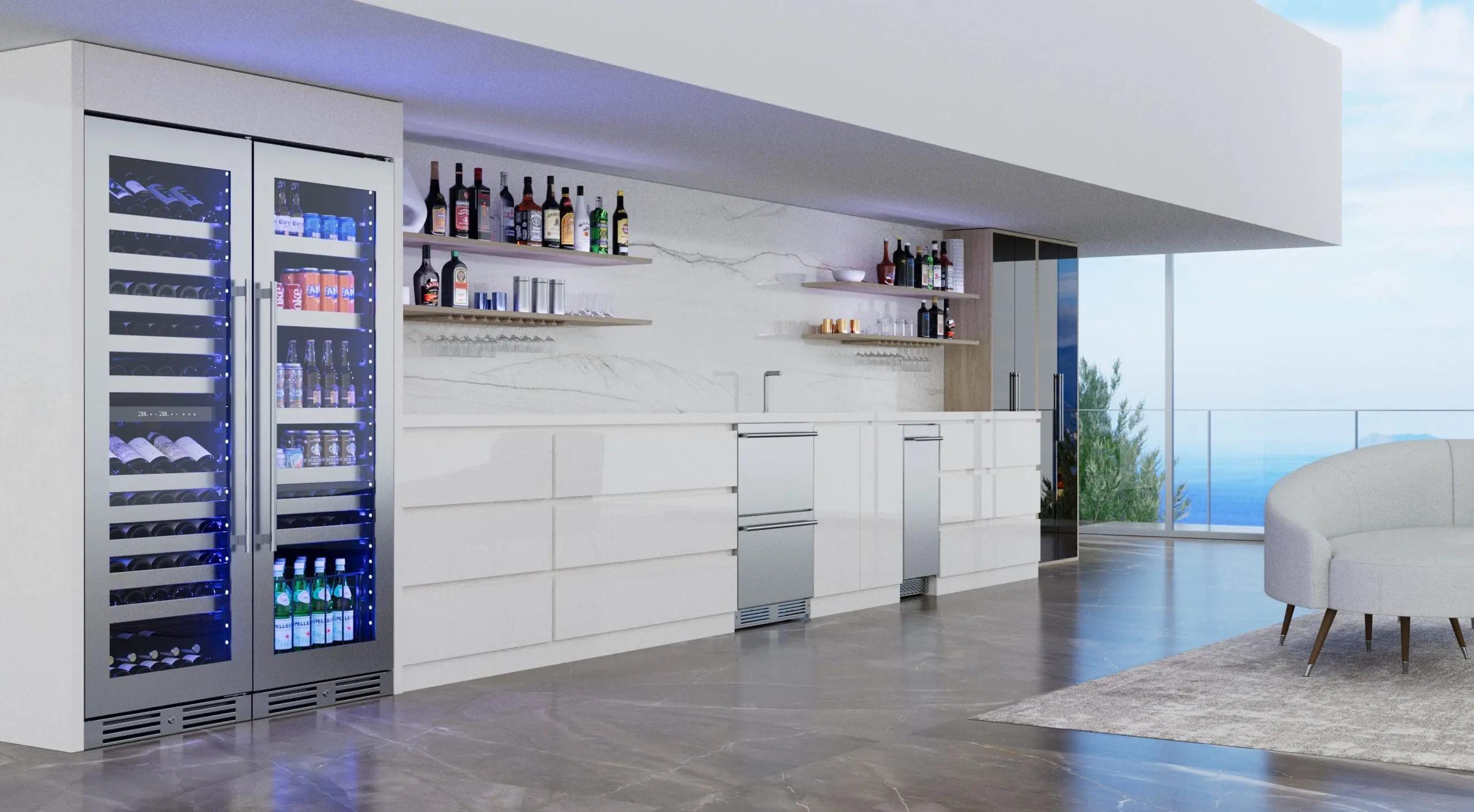 XO APPLIANCE XOU2470WDZGB Tall Dual Zone Wine Cooler, Black Glass Black - XOU2470WDZGB