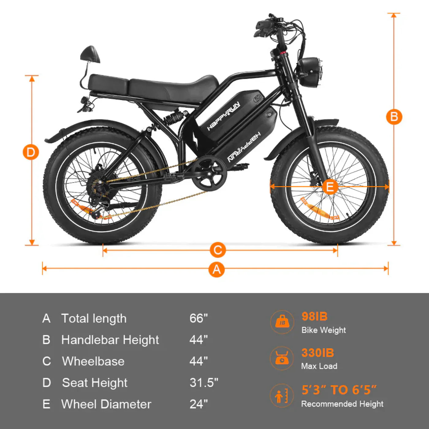 HappyRun G70 48V/38Ah 2000W Electric Cargo Bike