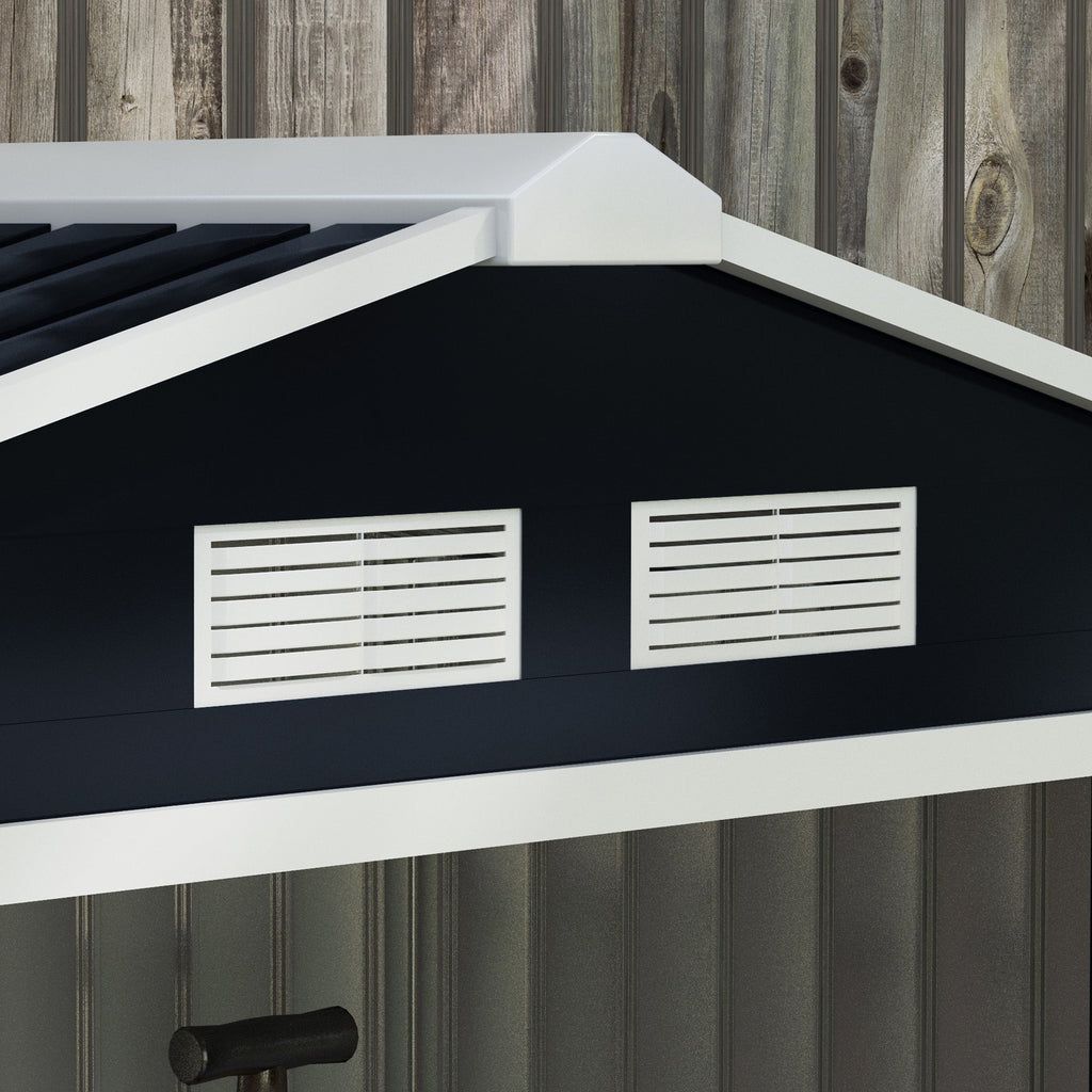 Outsunny EverBase 7' x 4' Outdoor Storage Shed with Foundation Kit, Double Lockable Door & Air Vents, Dark Gray - 845-030CG