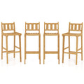 Tangkula Teak Wood Bar Stool, 30” Bar Chair with Footrest & Backrest - 4*JV11896