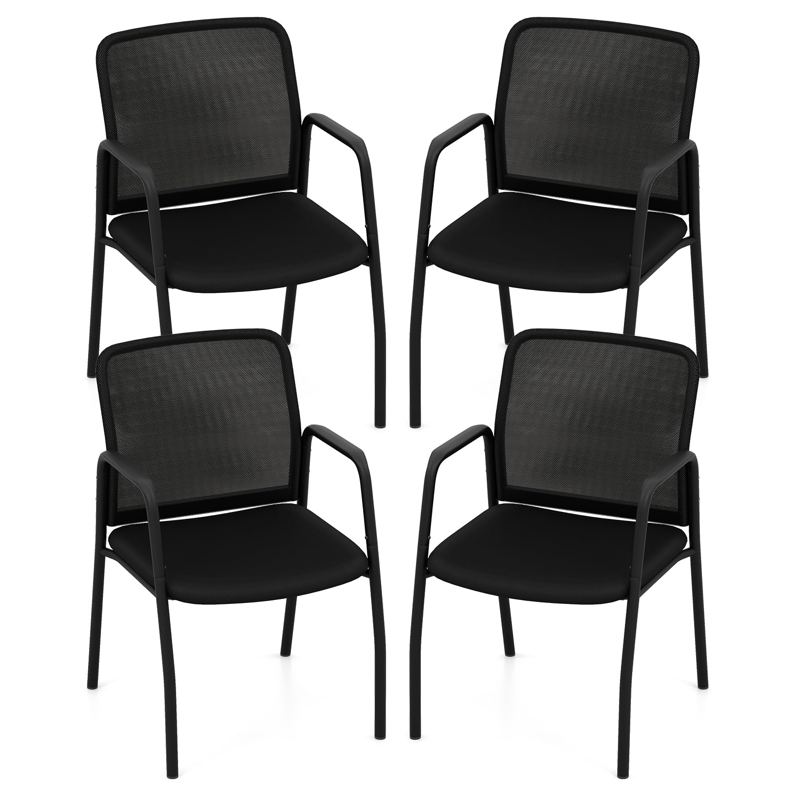 Tangkula Conference Chairs, Office Guest Chairs with Ergonomic Mesh Backrest - 3*CB10600DK-2