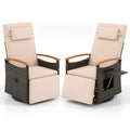 Tangkula Patio Rattan 360 Degree Swivel Recliner Chair, Wicker Lounge Chair w/Adjustable Backrest & Footrest - 2*HW72726BN