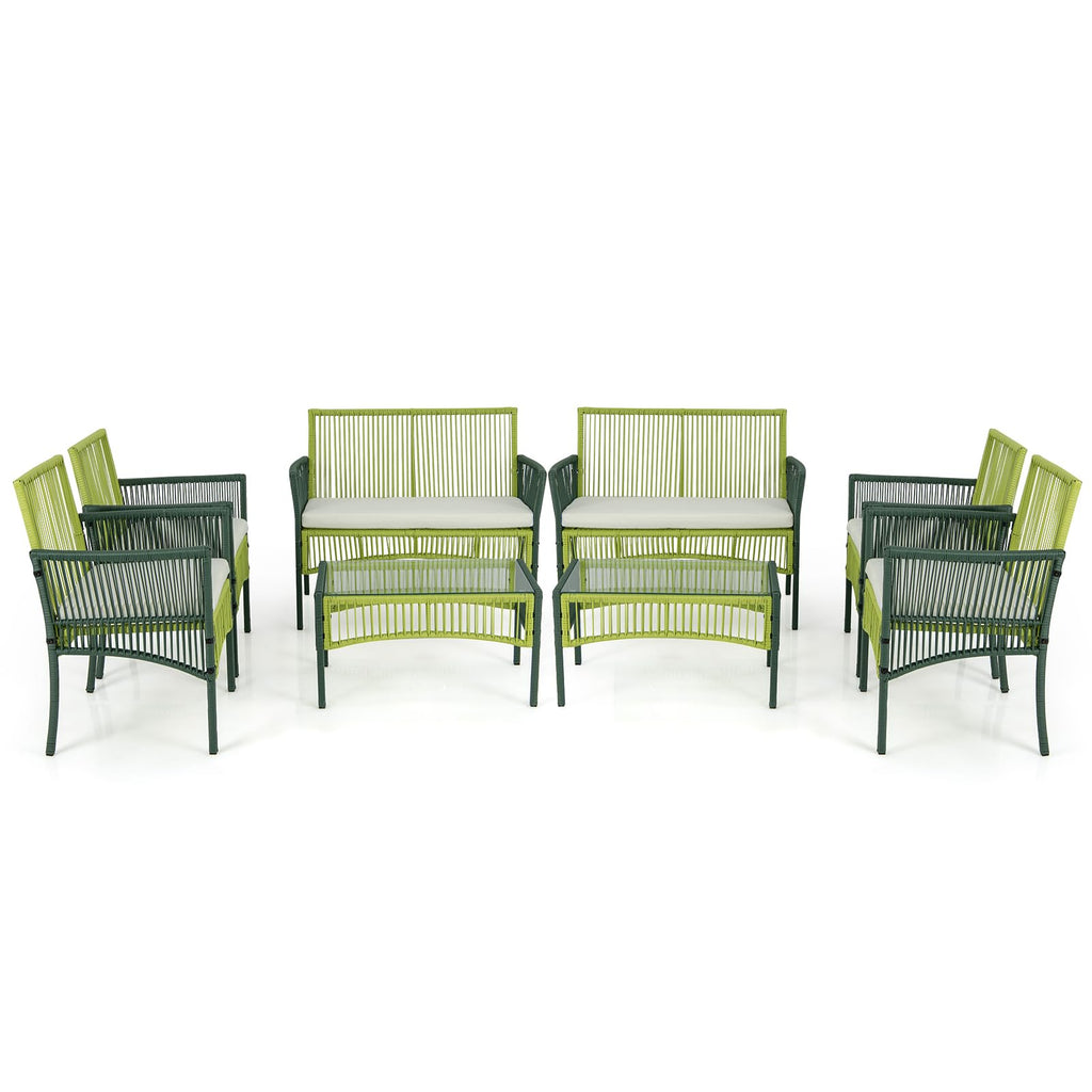 Tangkula 4 Pieces Outdoor Rattan Chair Set for Backyard, Poolside, Balcony - NP11282