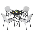 Tangkula 5-Piece Rattan Patio Dining Set, No Assembly Needs, Square Folding Table & 4 Stackable Chairs Set - NP10107+NP10073WL