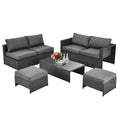 Tangkula 6 Pieces Patio Rattan Furniture Set, Patiojoy No Assembly Outdoor Conversation Set - NP10110WL-GR