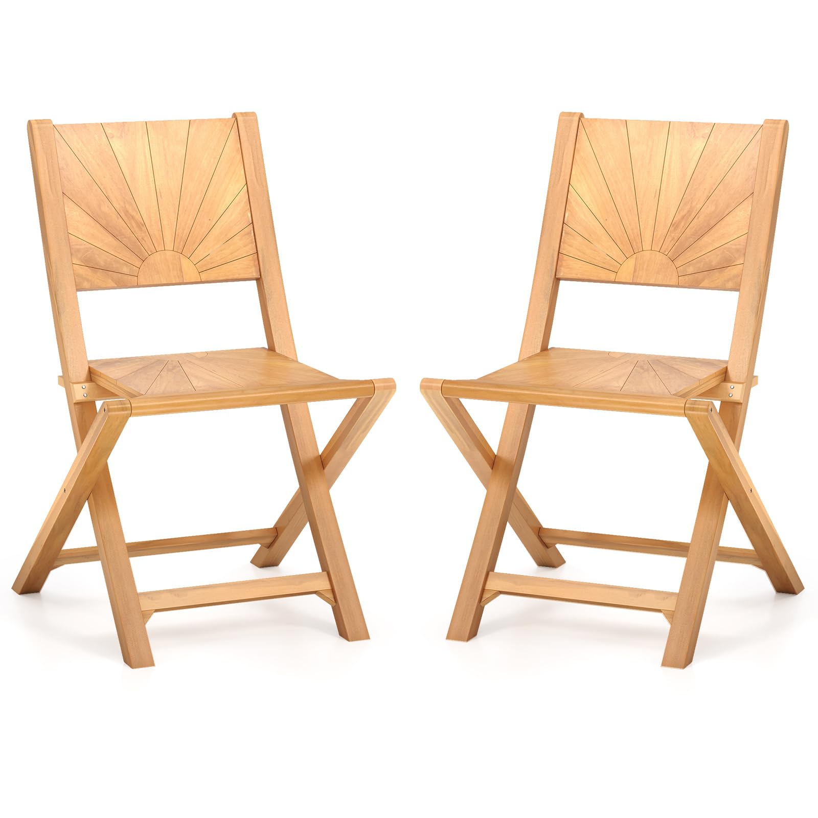 Tangkula 2/4 Pieces Folding Patio Chairs(Sun Back) - 2*JV12297