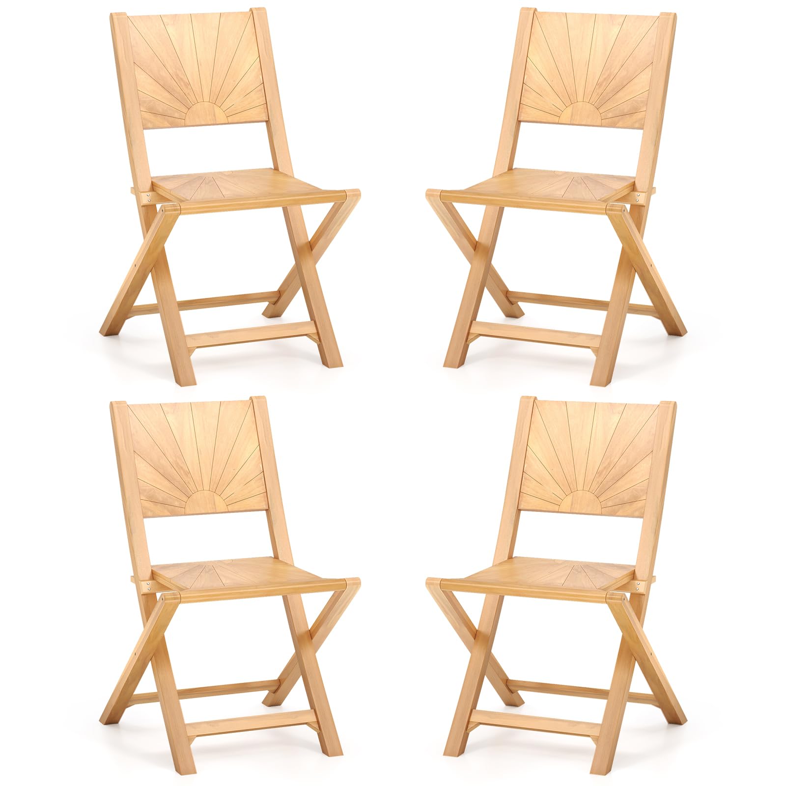 Tangkula 2/4 Pieces Folding Patio Chairs(Sun Back) - 2*JV12297