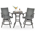 Tangkula 3 Pieces Swivel Bar Set, Aluminum Bar Height Furniture Set - NP10971+